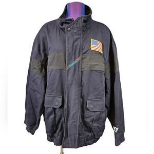 Workrite Navy & Black Fire‎ Resistant Bomber Jacket American Flag Size XL Men's